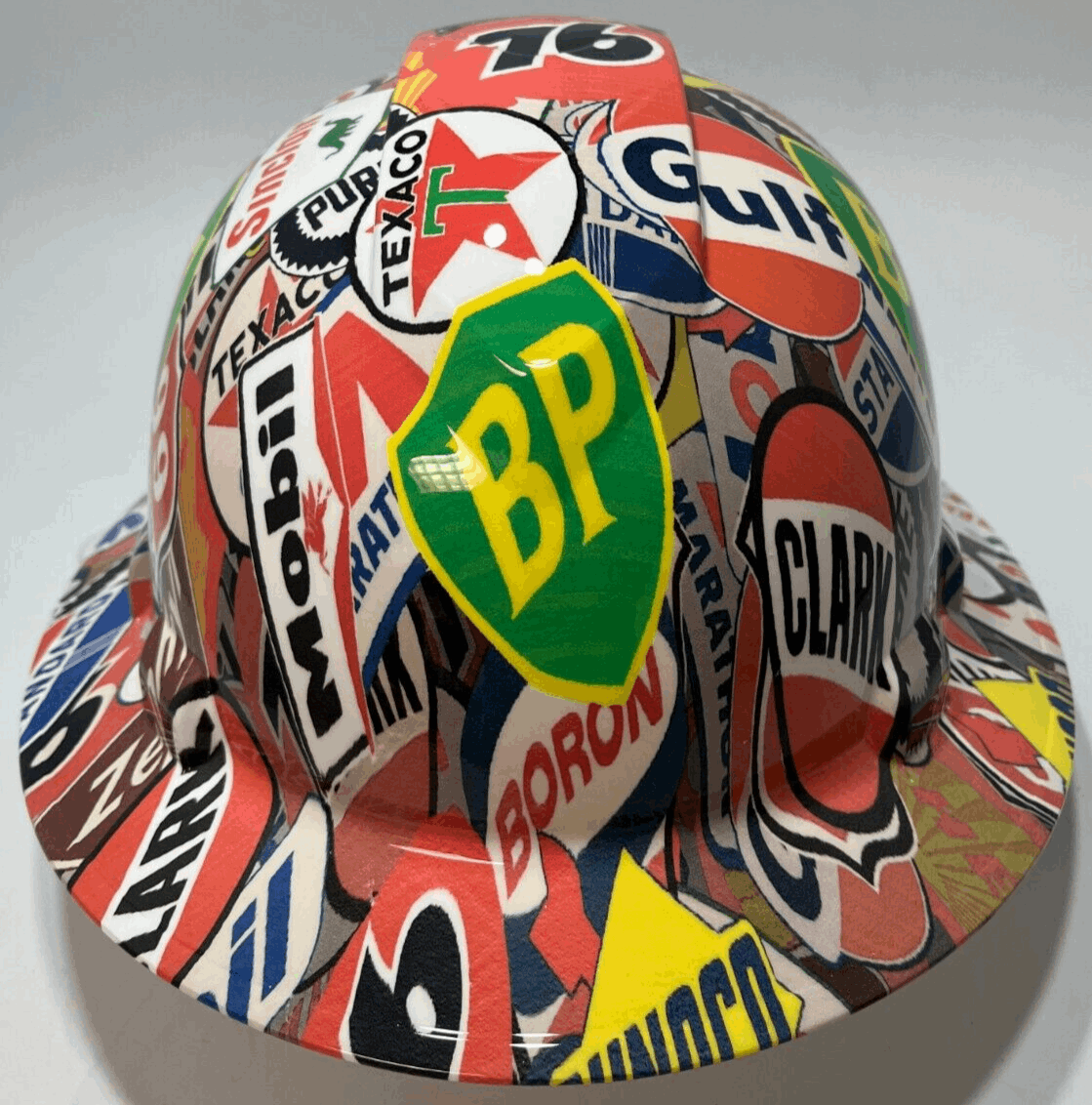 Full Brim Hard Hat Hydro Dipped GAS AND OIL SIGNS