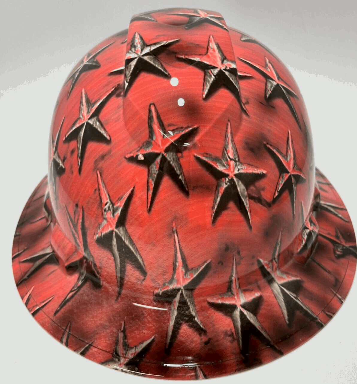 Full Brim Hard Hat Hydro Dipped AMERICAN FLAG RED STARS