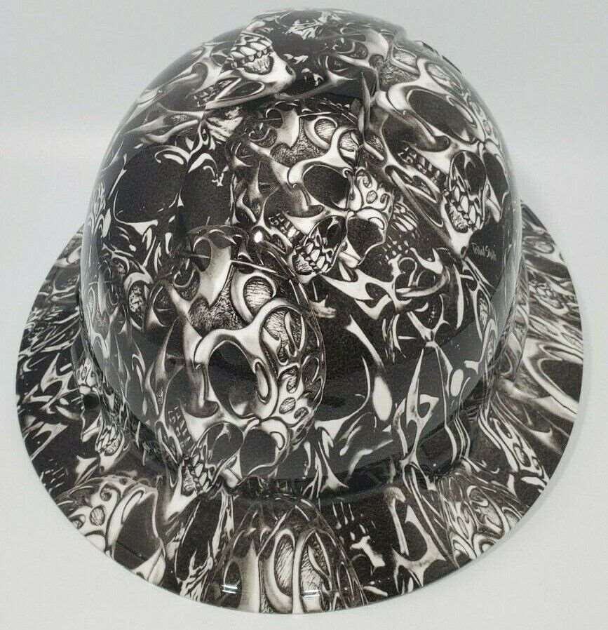 Full Brim Hard Hat Hydro Dipped TRIBAL SKULLS