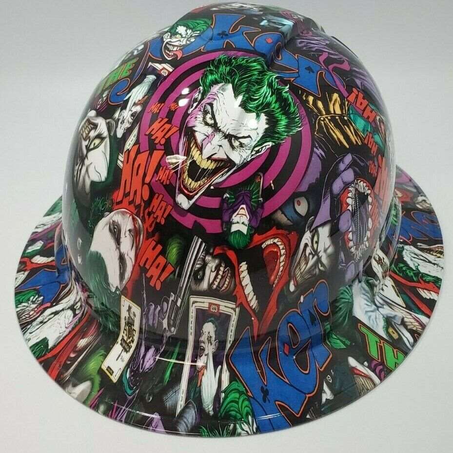 Full Brim Hard Hat Hydro Dipped HA HA HA THE JOKER