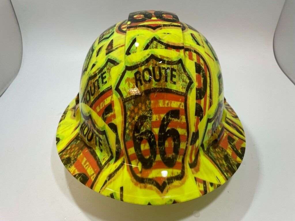Full Brim Hard Hat Hydro Dipped Hi Vis Route 66
