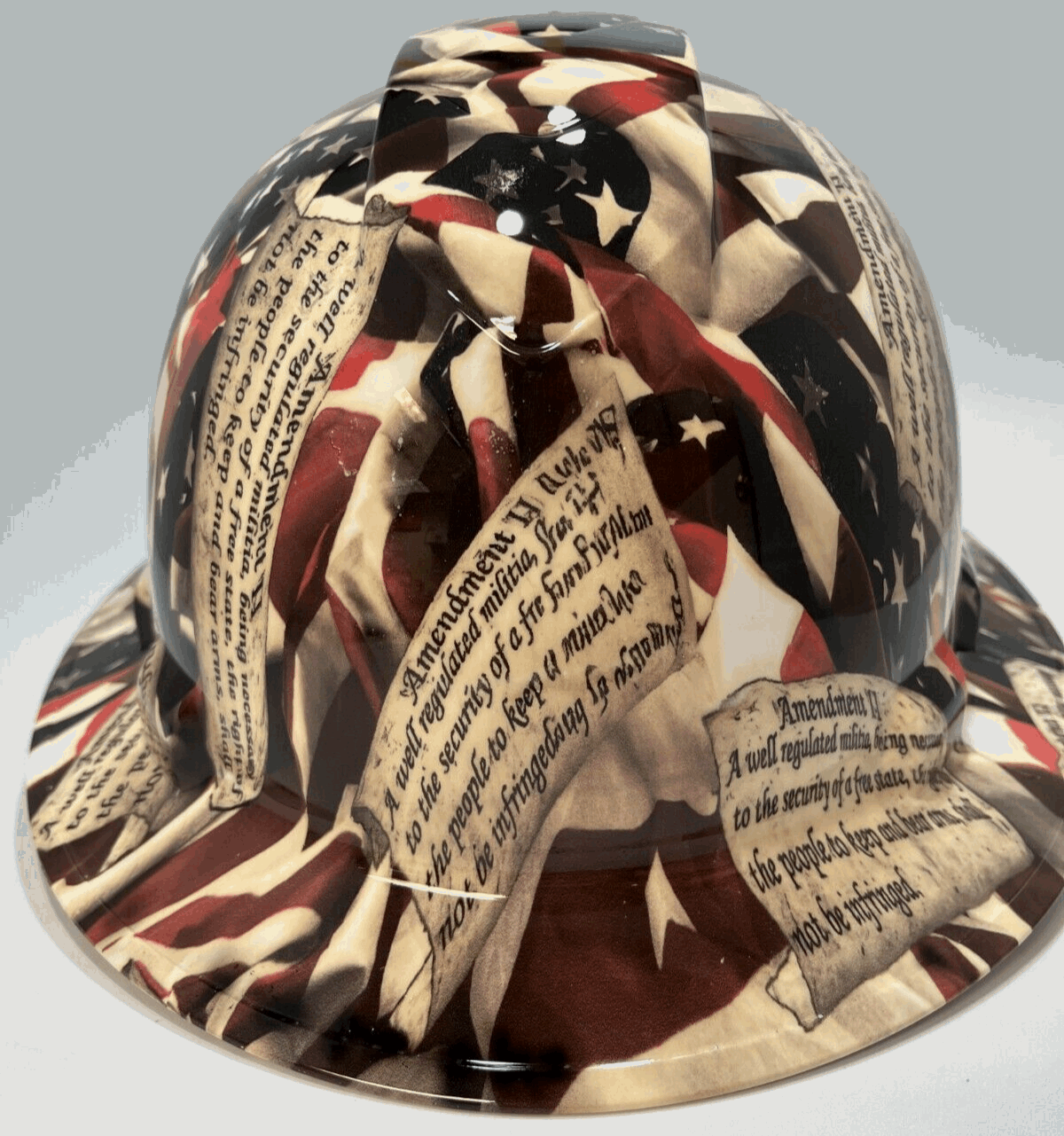 Full Brim Hard Hat Hydro Dipped 2ND AMENDMENT FLAG