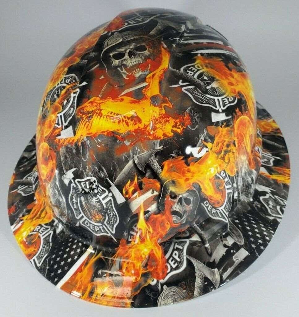 Full Brim Hard Hat Hydro Dipped FIRE FIGHTER