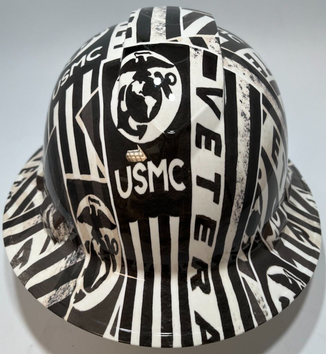 Full Brim Hard Hat Hydro Dipped USMC MARINES VETERAN