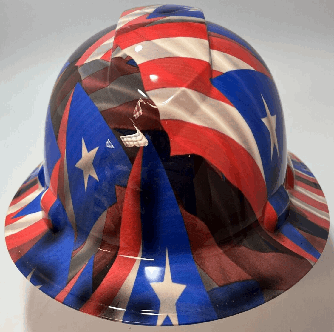 Full Brim Hard Hat Hydro Dipped PUERTO RICO FLAG