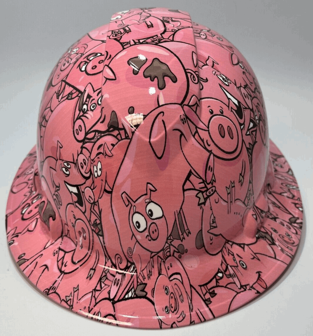 Full Brim Hard Hat Hydro Dipped PINK PIGGY