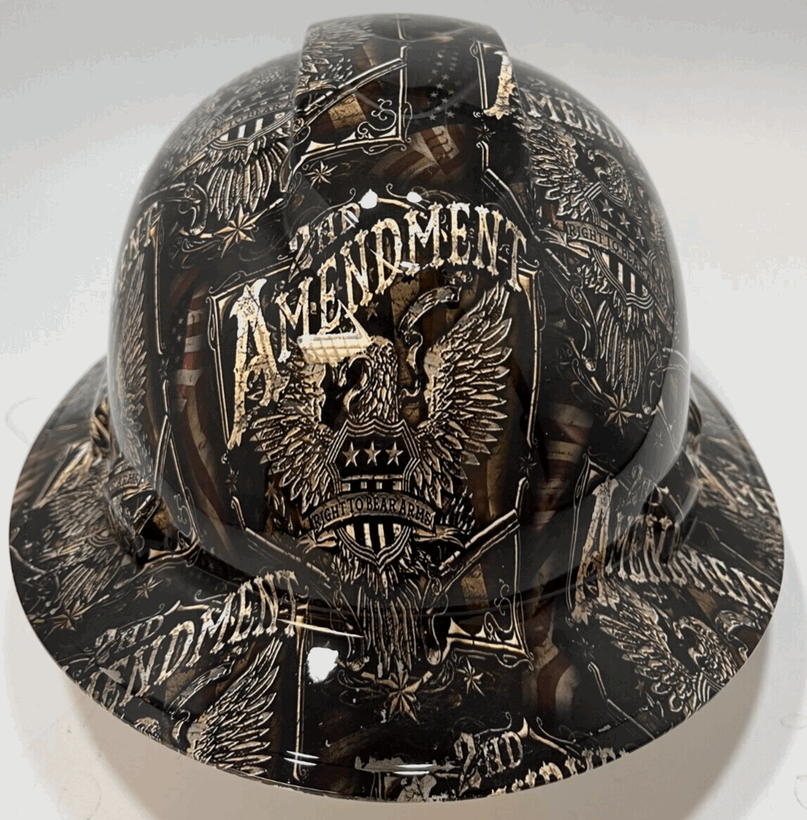 Full Brim Hard Hat Hydro Dipped RIGHT TO BEAR ARMS 2ND AMENDMENT