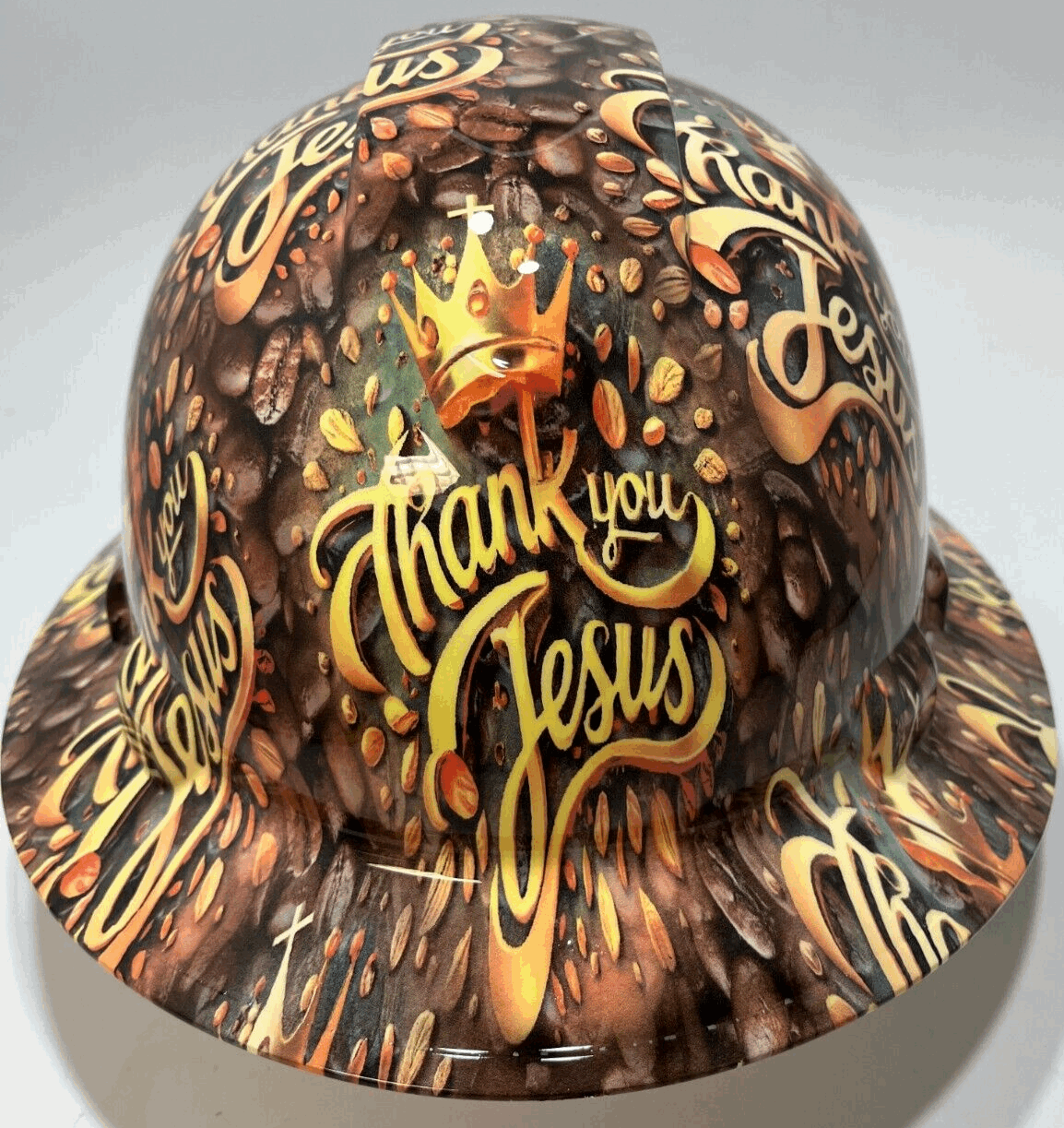 Full Brim Hard Hat Hydro Dipped THANK YOU JESUS