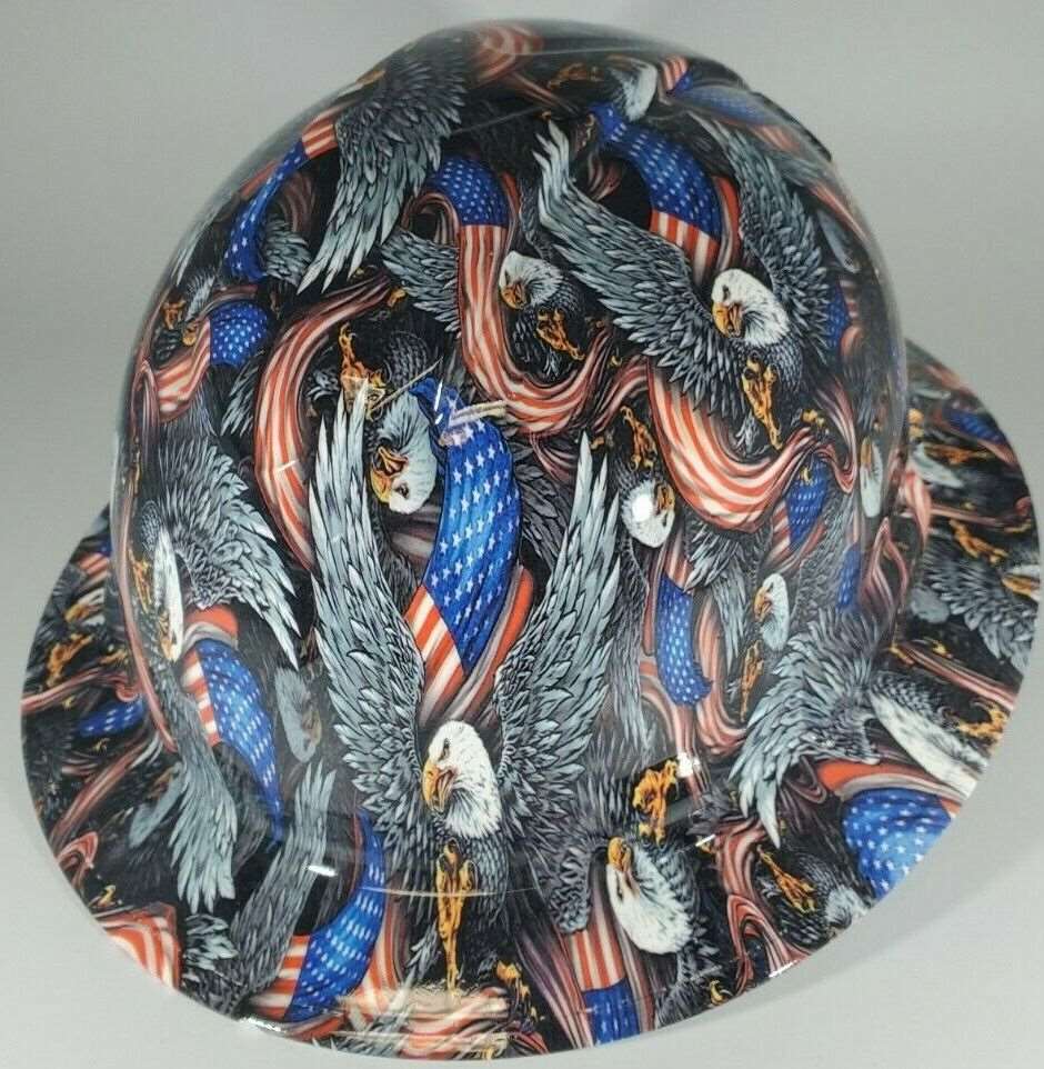 Full Brim Hard Hat Hydro Dipped BALD EAGLE FLAGS