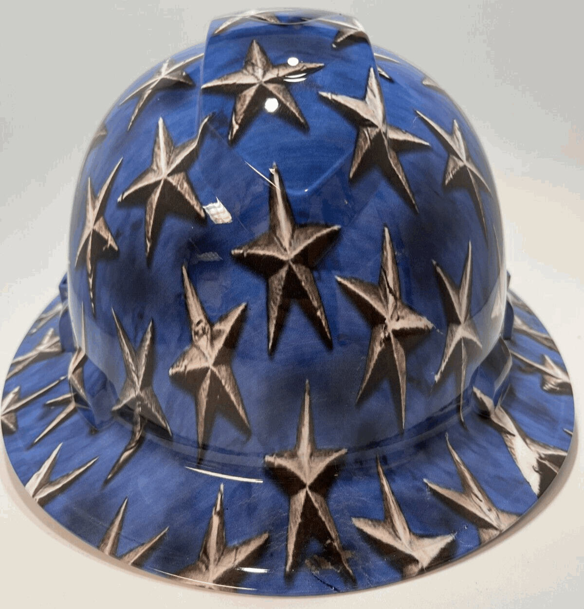 Full Brim Hard Hat Hydro Dipped BLUE PATRIOTIC STARS
