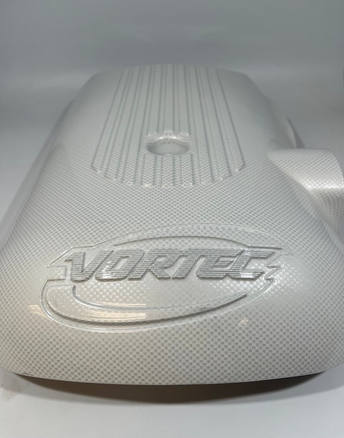 Custom White Carbon Fiber Hydro Dipped Engine Covers for Silverado, Tahoe & Cadillac