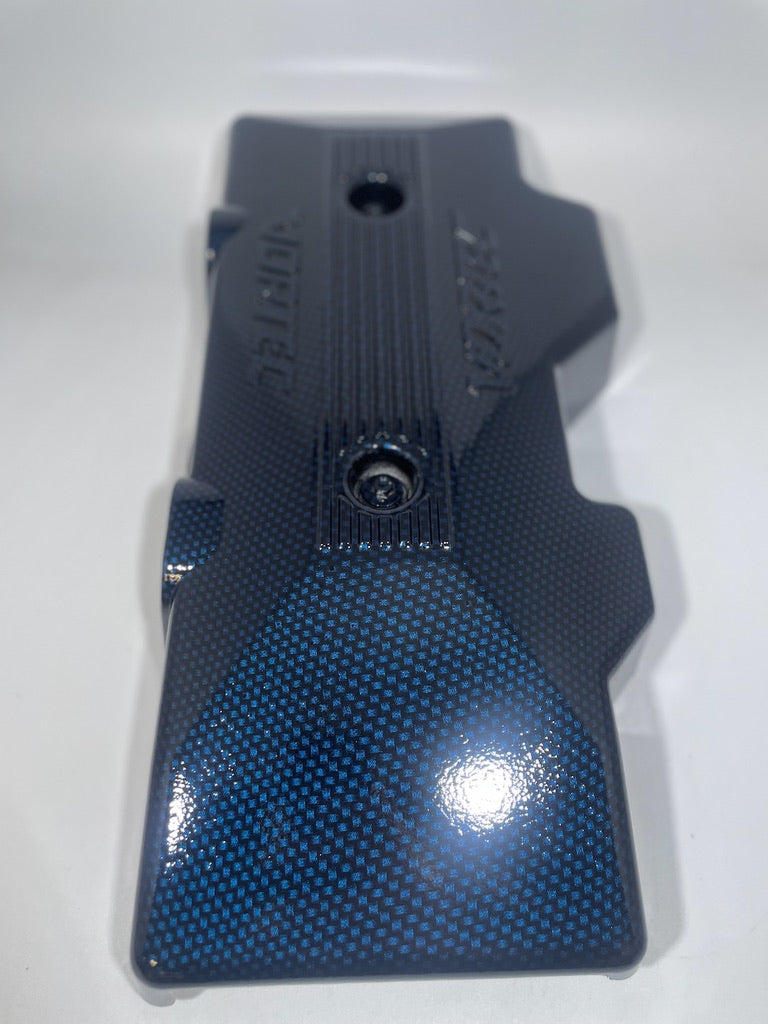 Custom Blue Candy Carbon Fiber Carbon Fiber Hydro Dipped Engine/Fuse Box Covers for Silverado, Tahoe &amp; Cadillac