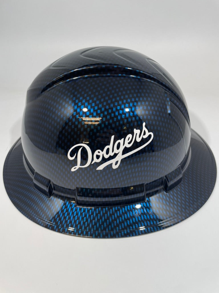 Full Brim Hard Hat Hydro Dipped Candy Blue Carbon LA Dodgers