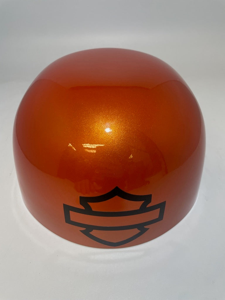 Baseball Cap Style Motorcycle Helmet Electric Orange Bar and Shield