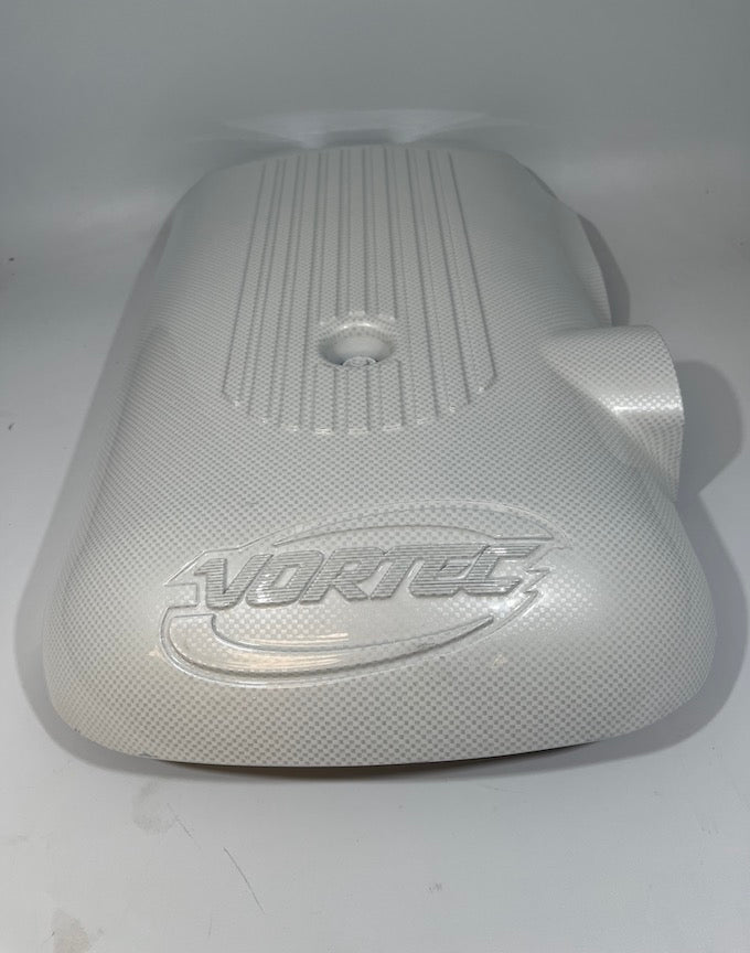 Custom White Carbon Fiber Carbon Fiber Hydro Dipped Engine/Fuse Box Covers for Silverado, Tahoe &amp; Cadillac