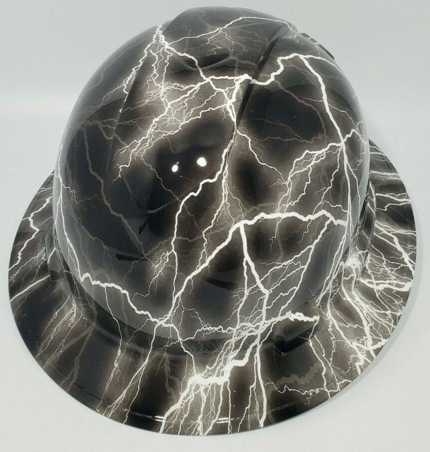 Full Brim Hard Hat Hydro Dipped White Lightning