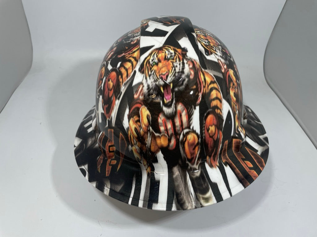 Full Brim Hard Hat Custom Hydro Dipped Bengals White Fathead