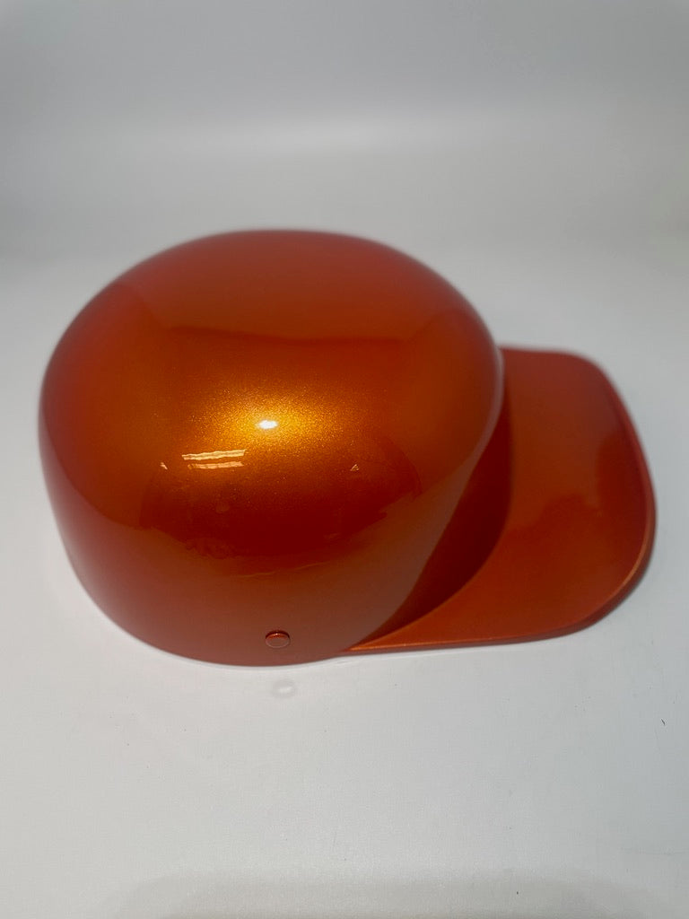 Baseball Cap Style Motorcycle Helmet Electric Orange Bar and Shield