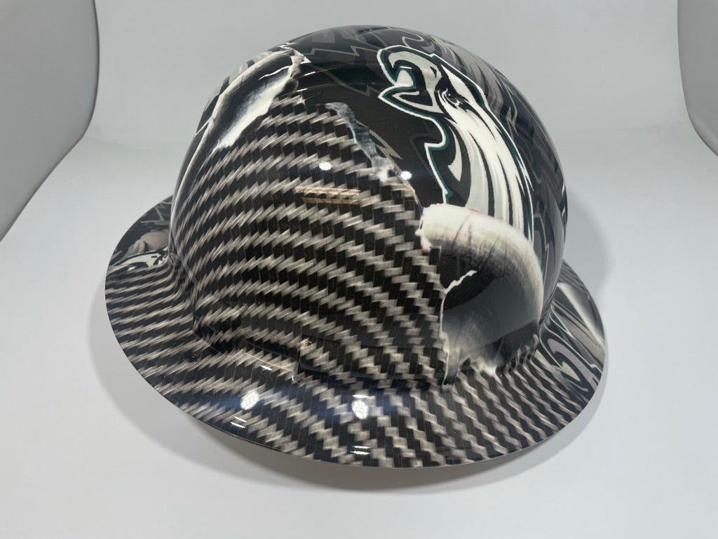 Full Brim Hard Hat Hydro Dipped Philadelphia Eagles Carbon Fiber
