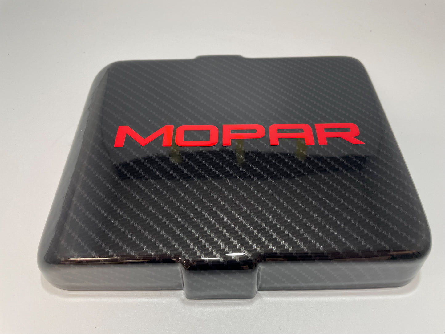 Custom Hydro Dipped Carbon Fiber Red MOPAR Fuse Box Lid Cover Charger/Challenger 2015+ Chrysler 2011+