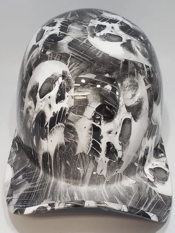 Baseball Cap Style Motorcycle Helmet Melting Skulls
