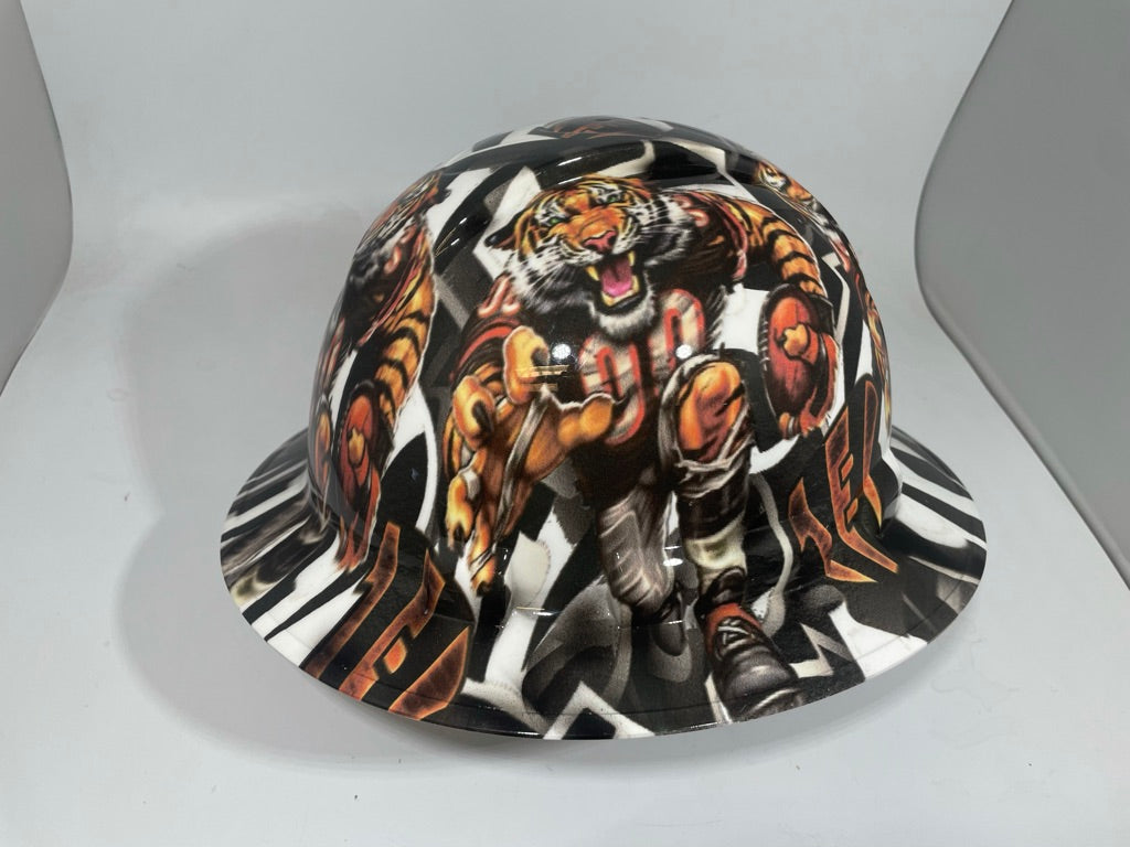 Full Brim Hard Hat Custom Hydro Dipped Bengals White Fathead