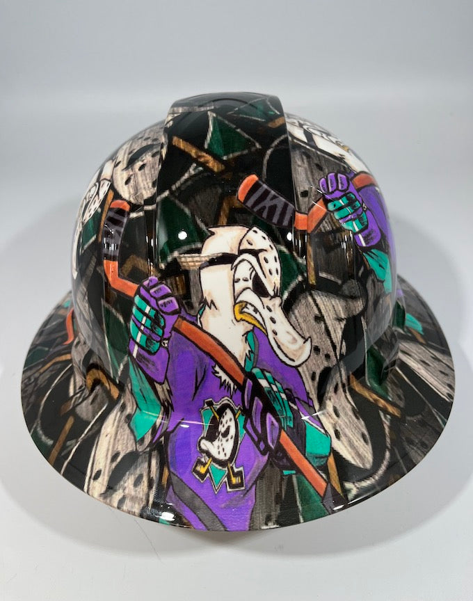 Full Brim Hard Hat Hydro Dipped ANAHEIM MIGHTY DUCKS