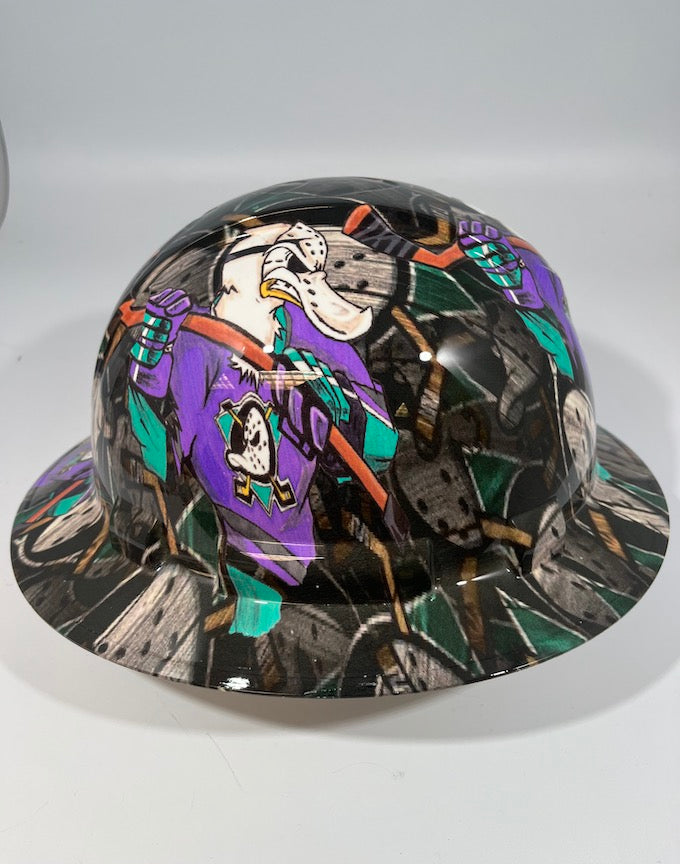 Full Brim Hard Hat Hydro Dipped ANAHEIM MIGHTY DUCKS