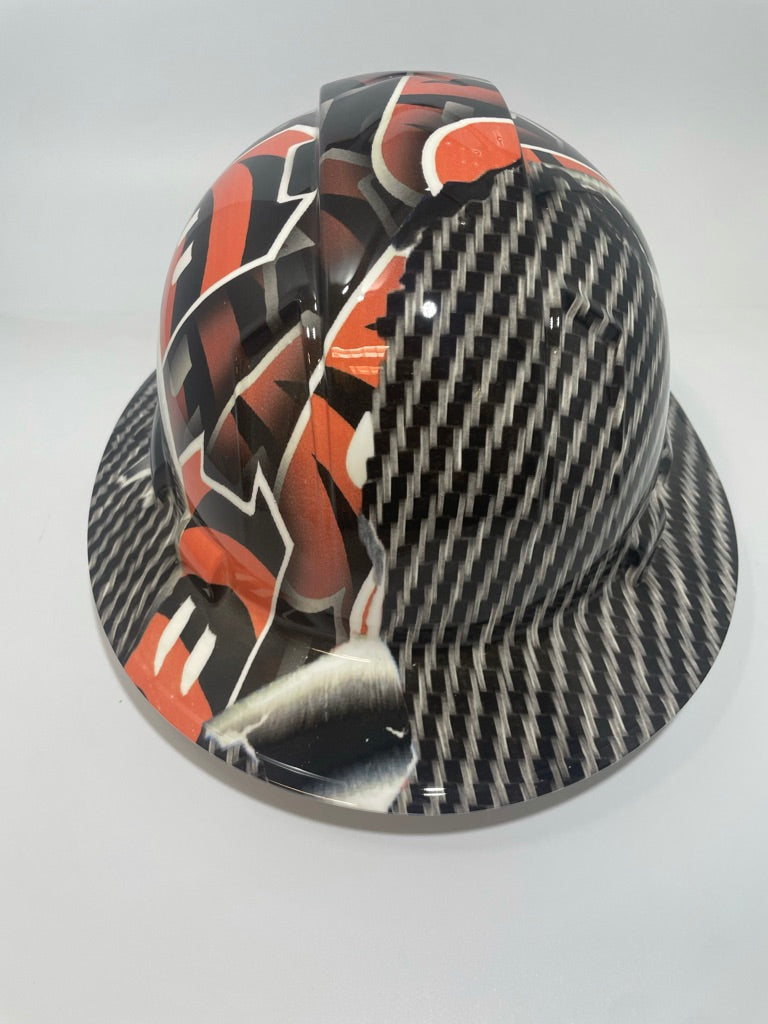 Full Brim Hard Hat Hydro Dipped Bengals Carbon Fiber