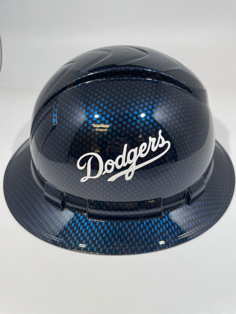 Full Brim Hard Hat Hydro Dipped Candy Blue Carbon LA Dodgers