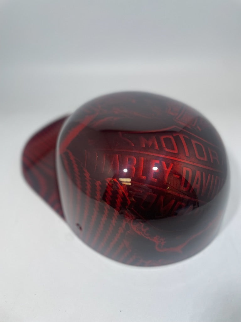 Baseball Cap Style Motorcycle Helmet Whiskey Fire Carbon Fiber Harley