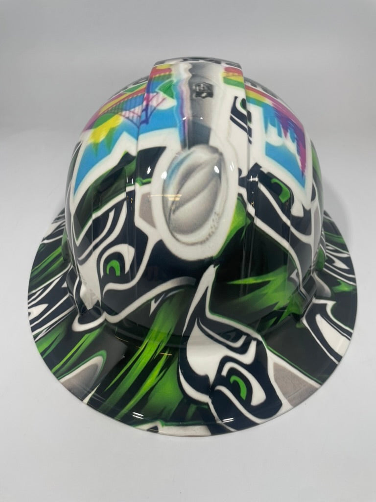 Full Brim Hard Hat Hydro Dipped Seahawks 12th Man