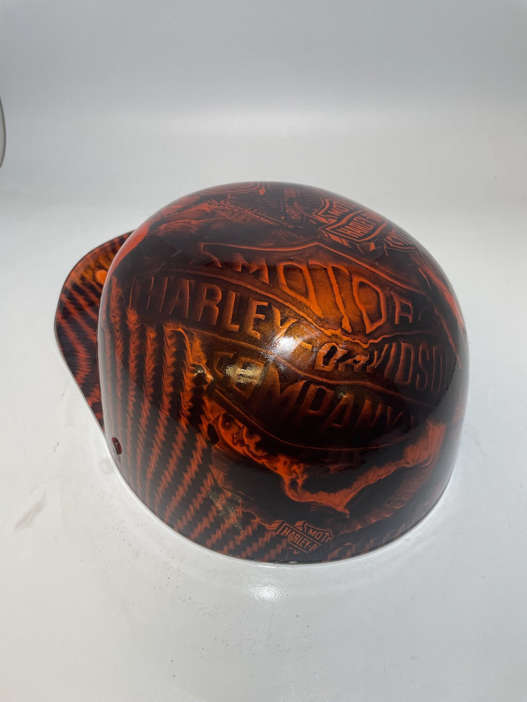 Baseball Cap Style Motorcycle Helmet Electric Orange Carbon Fiber Harley Davidson