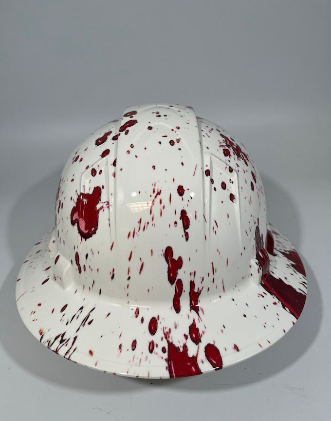 Full Brim Hard Hat Hydro Dipped CRIME SCENE BLOOD SPLATTER 2