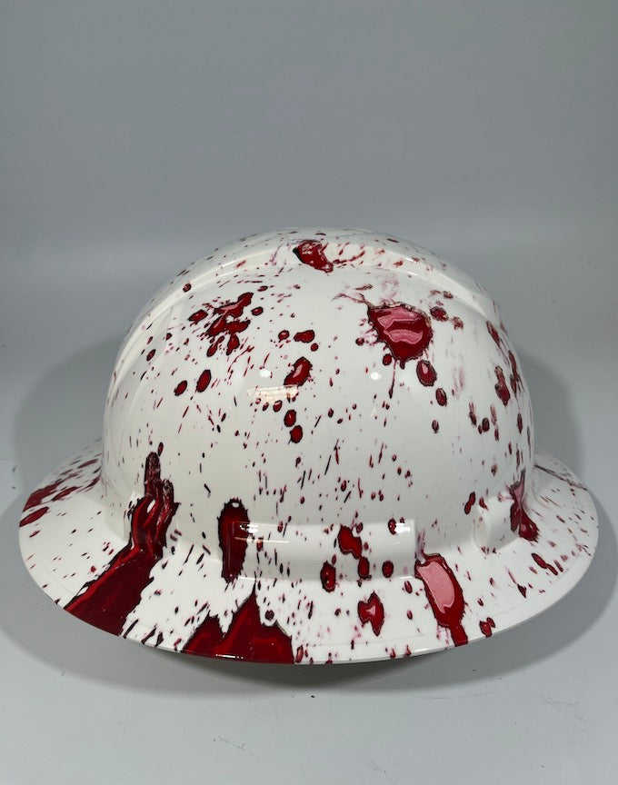 Full Brim Hard Hat Hydro Dipped CRIME SCENE BLOOD SPLATTER 2