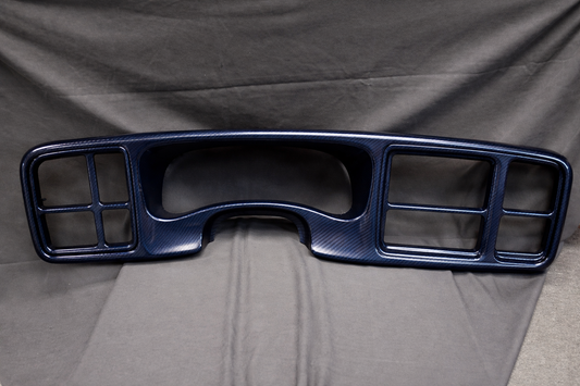 Custom Blue Carbon Fiber Hydro Dipped Dash Bezels & Interior Trim for Silverado, Tahoe & Cadillac