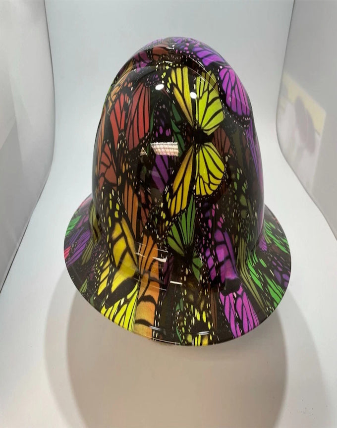 Full Brim Hard Hat Hydro Dipped Butterflies 3