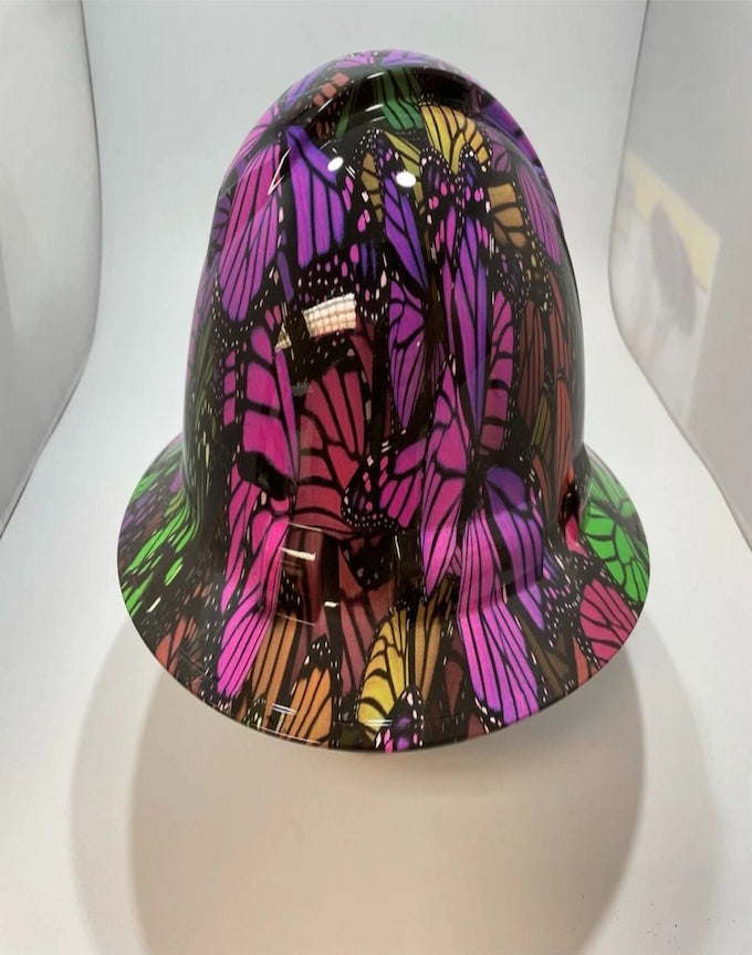Full Brim Hard Hat Hydro Dipped Butterflies 3