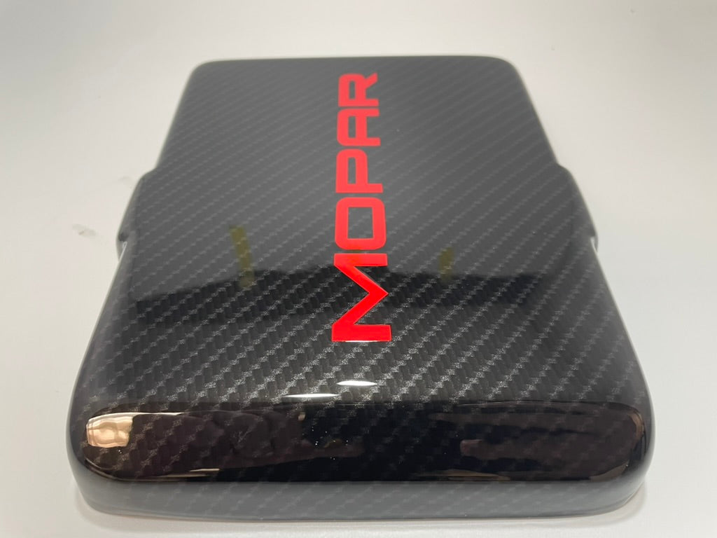 Custom Hydro Dipped Carbon Fiber Red MOPAR Fuse Box Lid Cover Charger/Challenger 2015+ Chrysler 2011+