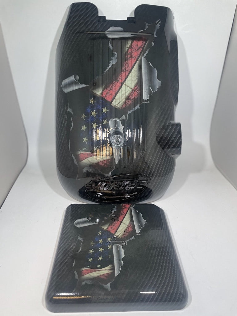 Custom Carbon Fiber American Flag Hydro Dipped Engine/Fuse Box Covers for Silverado, Tahoe &amp; Cadillac