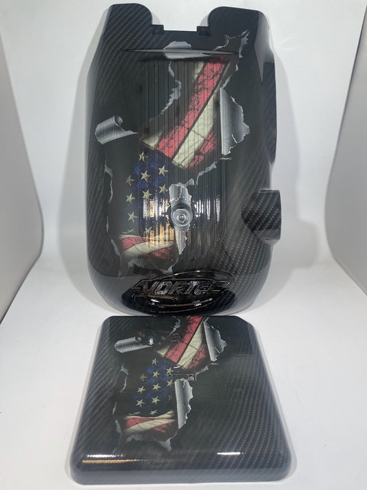 Custom Carbon Fiber American Flag Hydro Dipped Engine/Fuse Box Covers for Silverado, Tahoe &amp; Cadillac