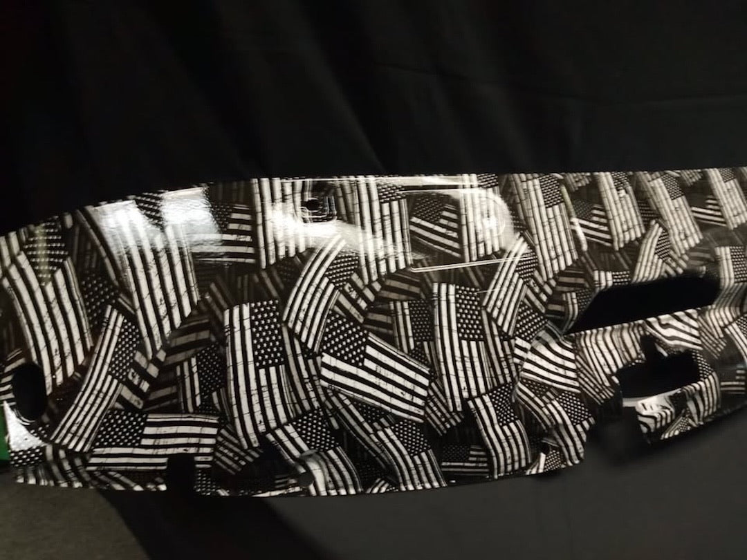 Custom Black and White American Flags Hydro Dipped Upper Radiator Cover for Silverado, Tahoe & Cadillac