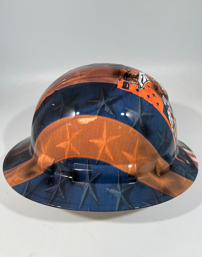 Full Brim Hard Hat Custom Hydro Dipped DENVER BRONCOS FLAG