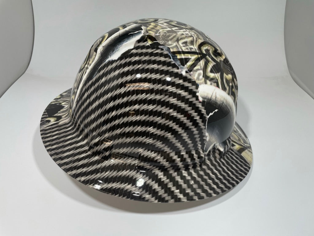 Full Brim Hard Hat Custom Hydro Dipped Saints Carbon Fiber