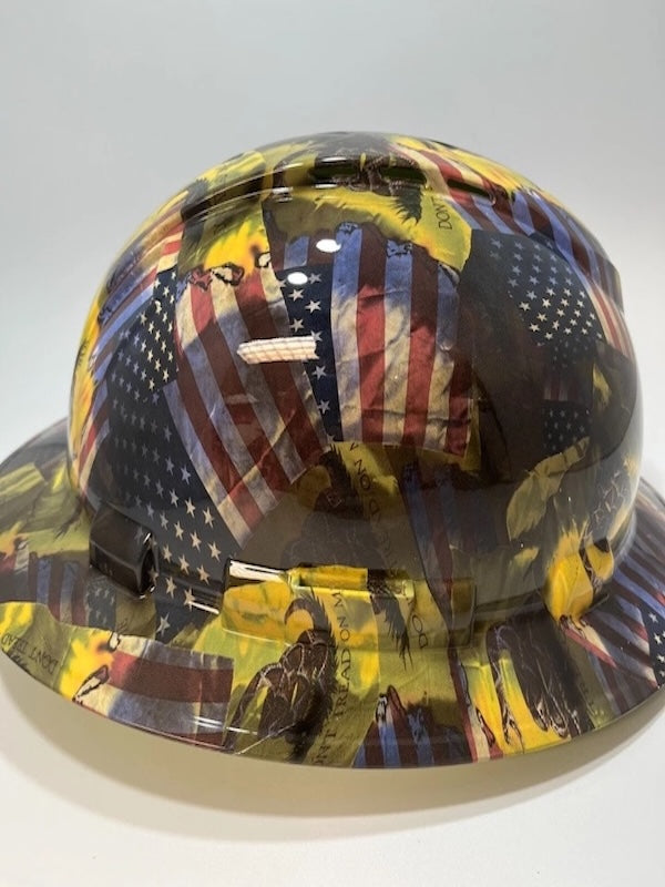 Full Brim Hard Hat Hydro Dipped DON'T TREAD ON ME GADSDEN USA FLAG