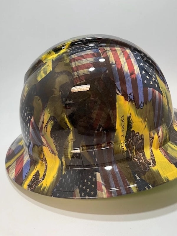 Full Brim Hard Hat Hydro Dipped DON'T TREAD ON ME GADSDEN USA FLAG