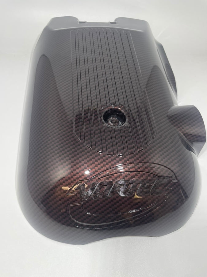Custom Velvet Red Carbon Fiber Hydro Dipped Engine/Fuse Box Covers for Silverado, Tahoe &amp; Cadillac