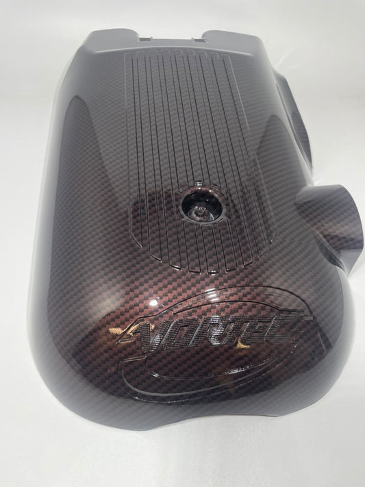 Custom Velvet Red Carbon Fiber Hydro Dipped Engine/Fuse Box Covers for Silverado, Tahoe &amp; Cadillac