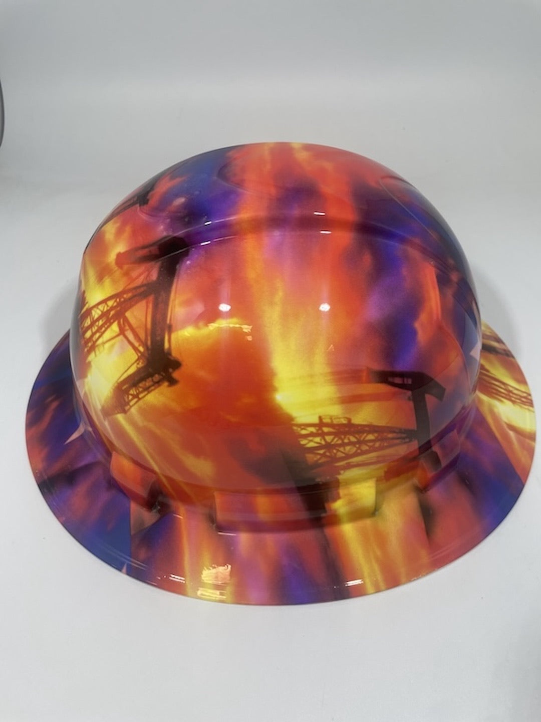 Full Brim Hard Hat Hydro Dipped Texas Flag Texas Sunset Oil Rigs