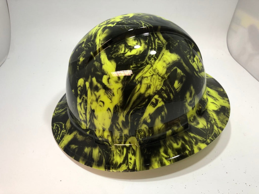 Full Brim Hard Hat Hydro Dipped Safety Green JESUS